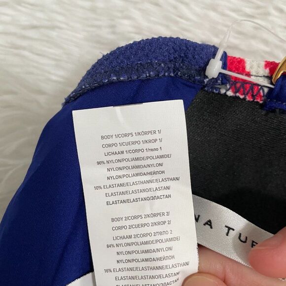 Women Trina Turk ULTRAMARINE Rainbow Swirl Textured Bandeau Bikini Swim Size 12 - Picture 10 of 13